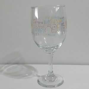 Clear Wine Glass with Pastel Multicolor Text Accent